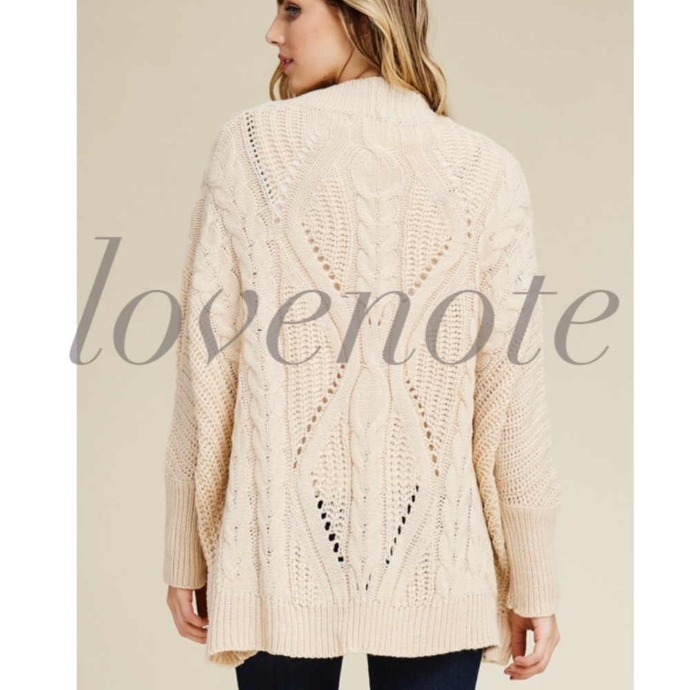 LAST Cozy Cable Knit Sweater Cardigan Long Sleeve - Picture 3 of 6